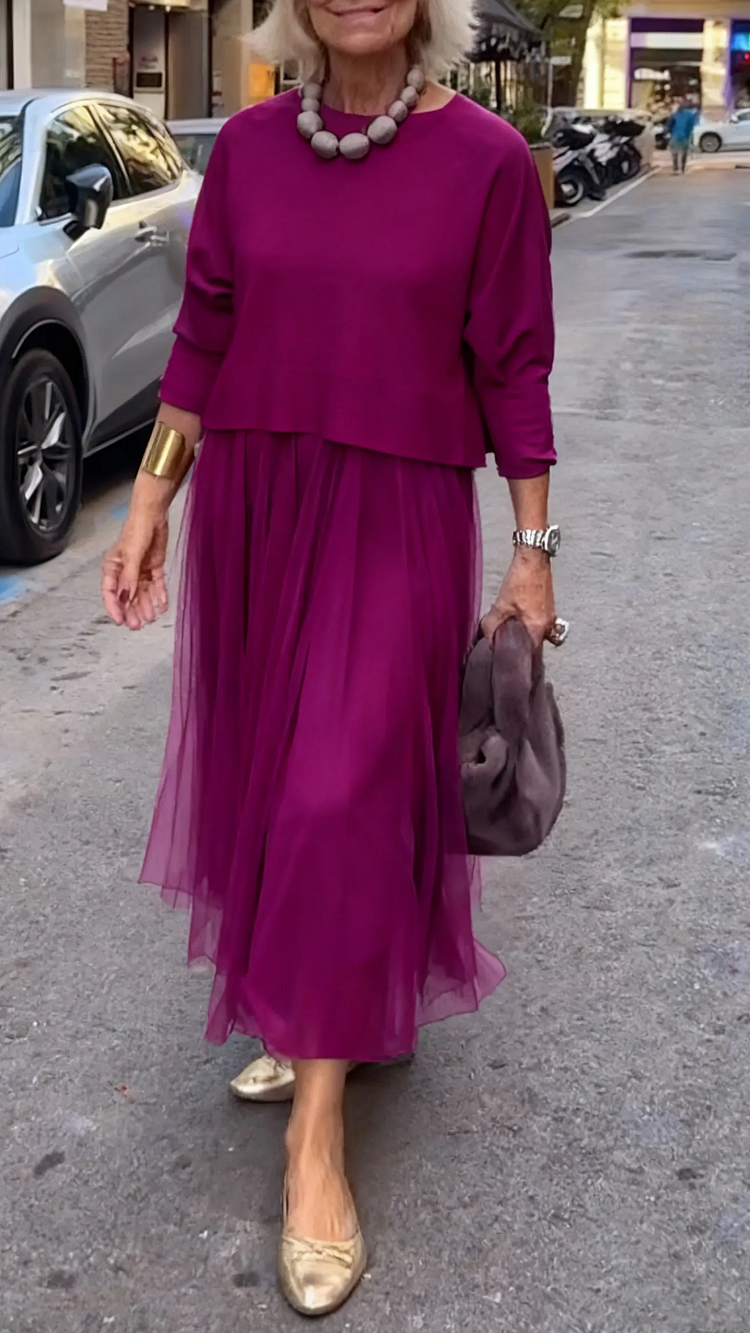 Anna | Conjunto Elegante en Satén y Punto