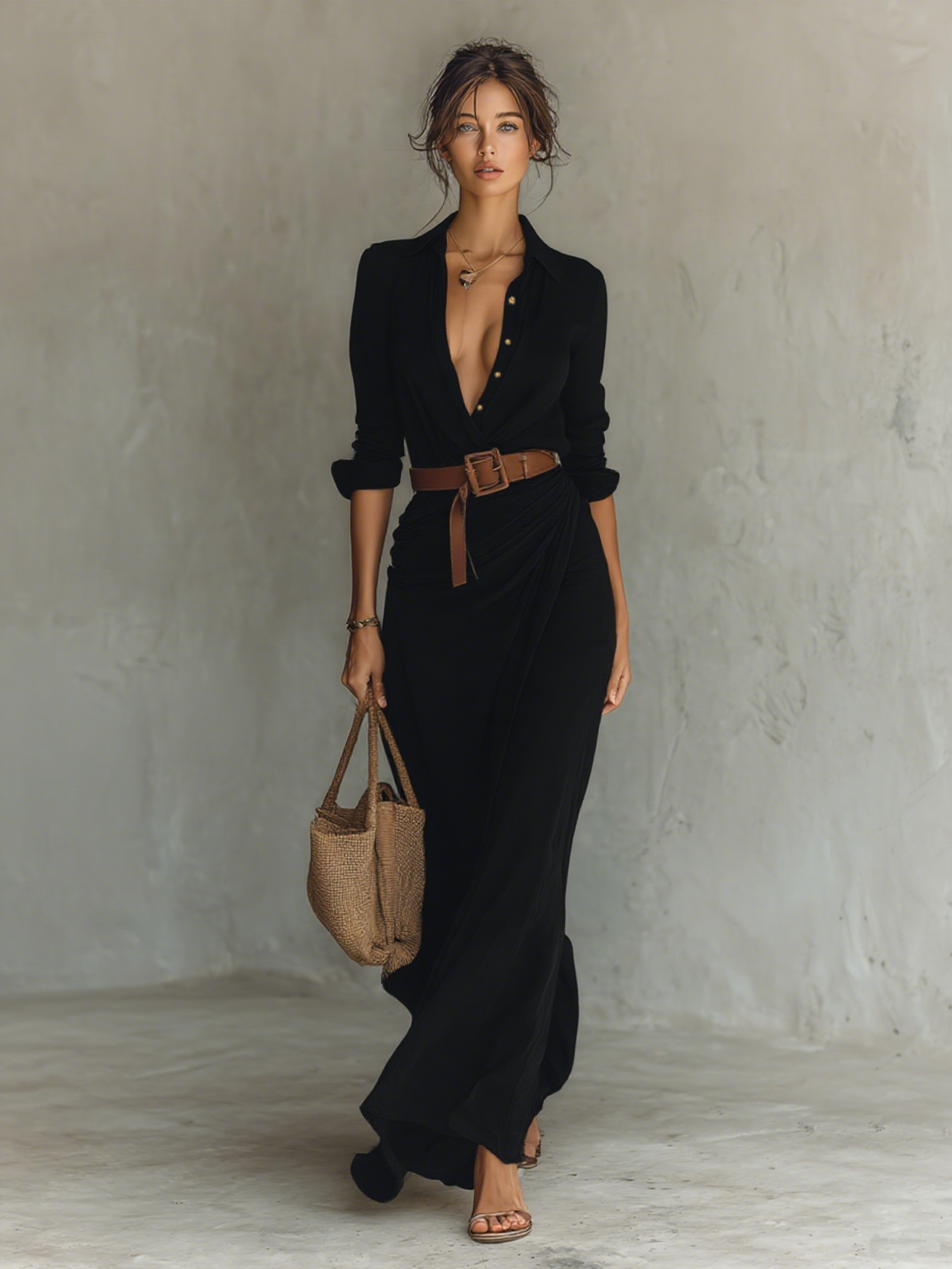 Costanza | Maxi Dress with Notched Collar