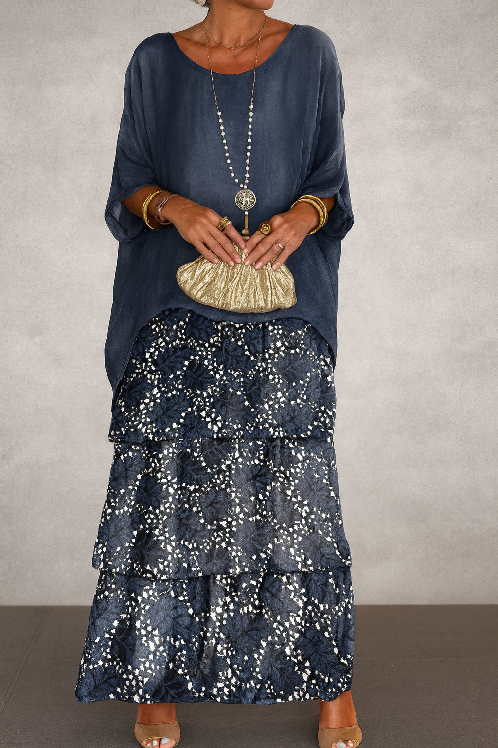 Judith Layered Dress - Dark Blue